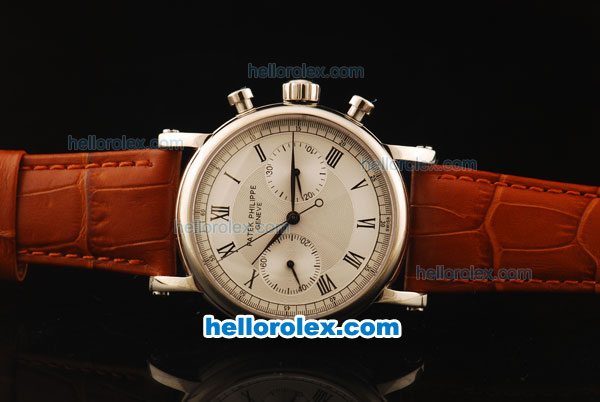 Patek Philippe Complicated Swiss Valjoux 7750 Manual Winding Movement Steel Case with White Dial - Click Image to Close